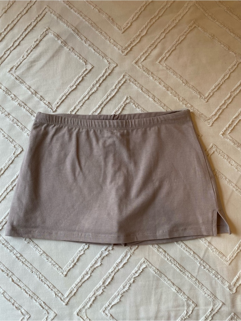 Taupe Cotton Mini Skirt with Built-In Shorts